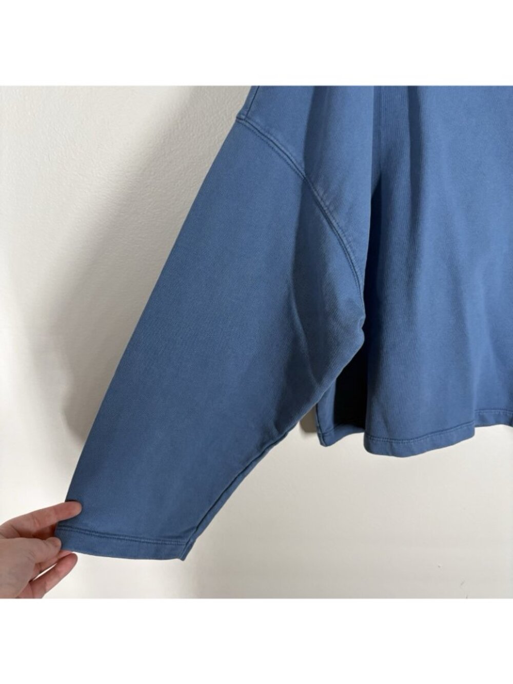 Something Navy Women XXS Blue Cotton Oversized Boxy Turtleneck Sweatshirt - Picture 5 of 8